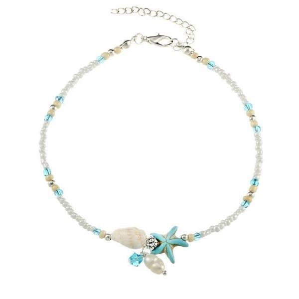 Brooklyn | Gemstone-Embellished Star Shell Anklet
