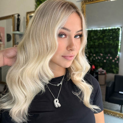 18k Gold Bubble Name Necklace with Diamond Accent