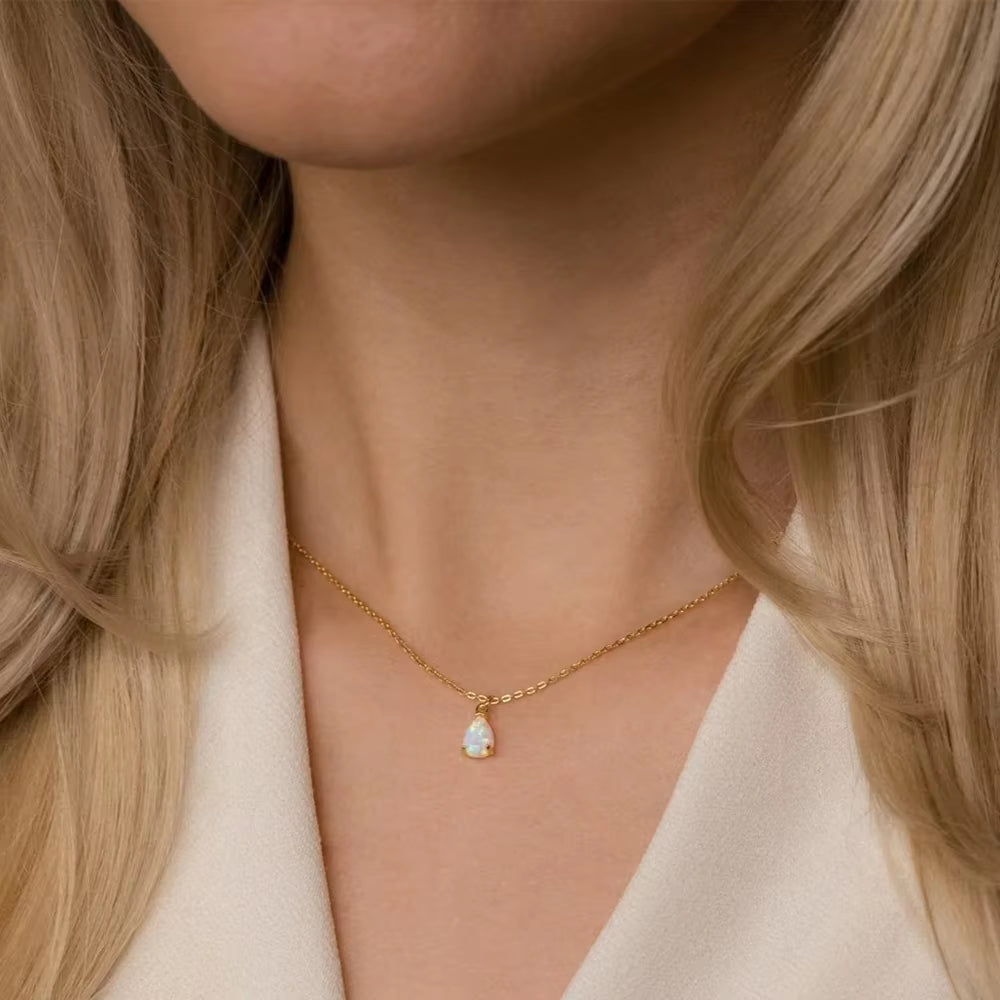 Teardrop-Shaped Birthstone Pendant Necklace