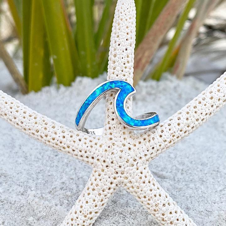 Elena | Opal and Silver Sea Wave Ring