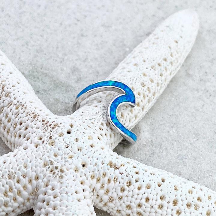 Elena | Opal and Silver Sea Wave Ring