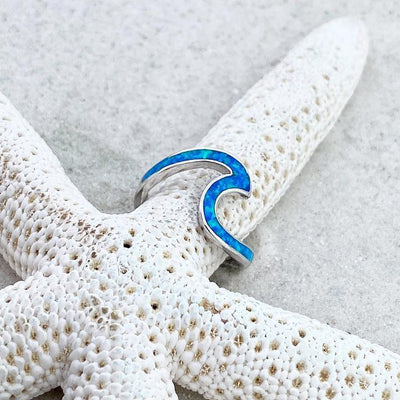 Elena | Opal and Silver Sea Wave Ring