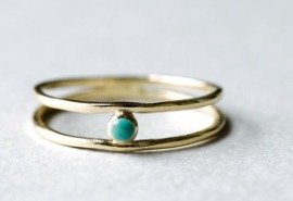 Retro Blue Zirconia Silver Stacked Ring