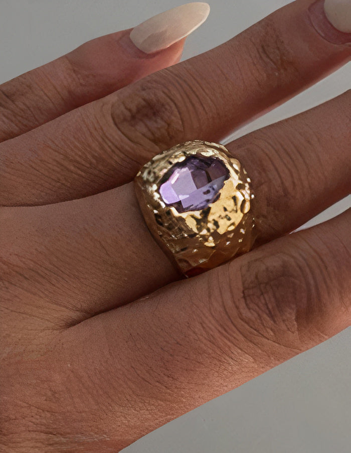 Retro Triple Purple Gemstone Ring