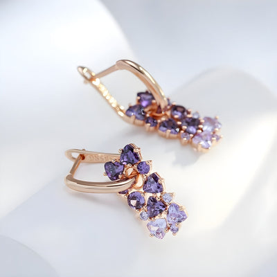 Lilac Stone Earrings with Pearl Accents