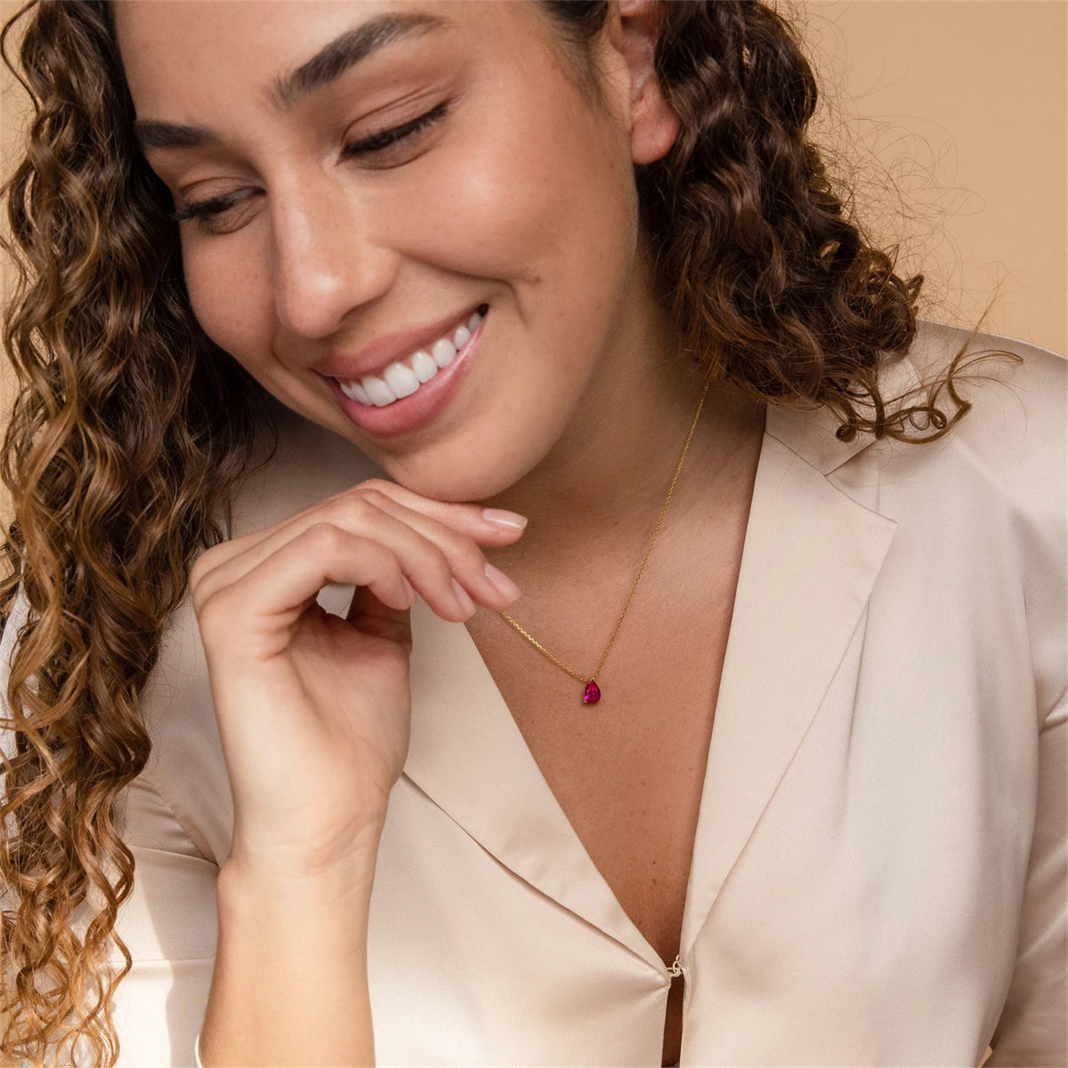 Teardrop-Shaped Birthstone Pendant Necklace