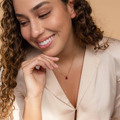 Teardrop-Shaped Birthstone Pendant Necklace