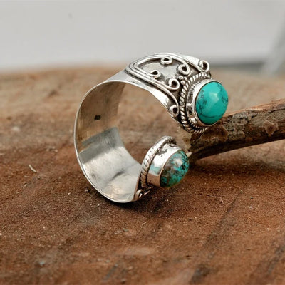 Adjustable Double Turquoise Halo Ring