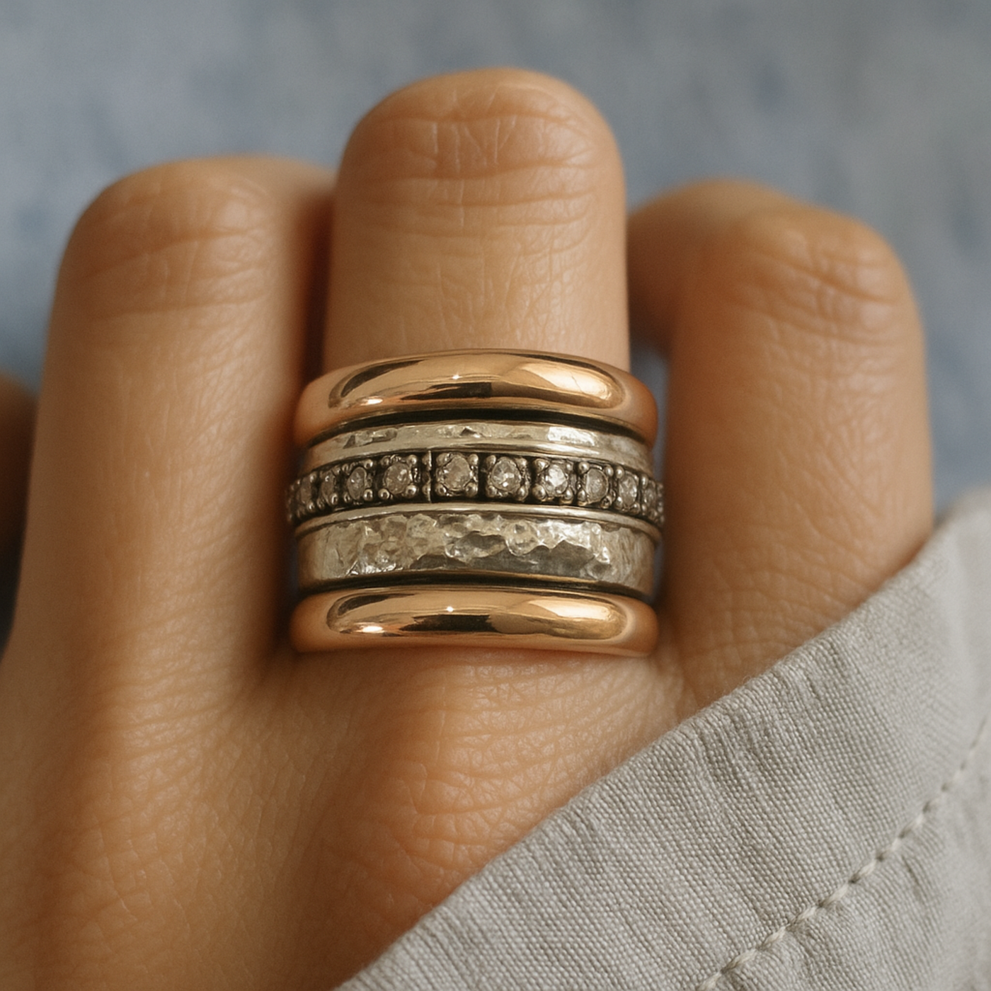 Bold Vintage Gold and Silver Ring