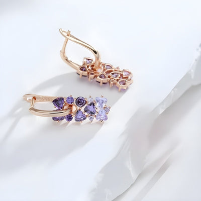 Lilac Stone Earrings with Pearl Accents