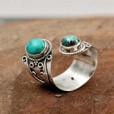 Adjustable Double Turquoise Halo Ring