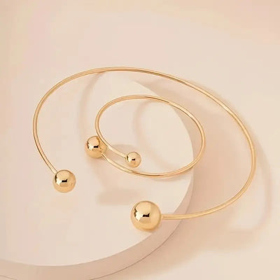 Elegant Minimalist Collar and Cuff Bracelet Duo