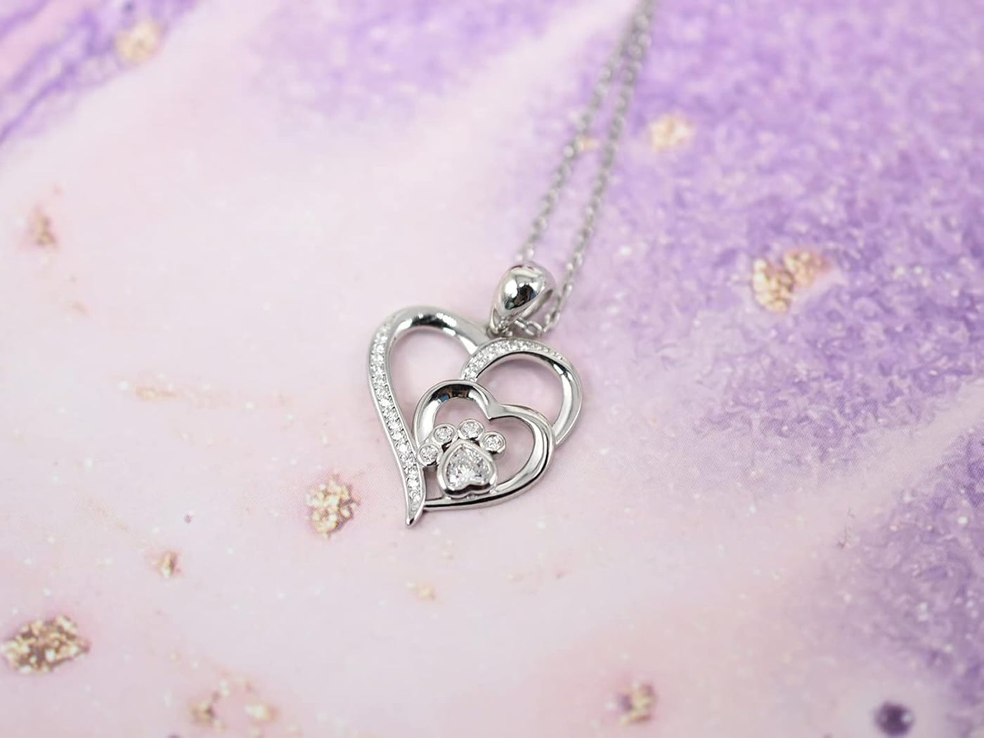 Inolt™ Silver Paw & Heart Necklace