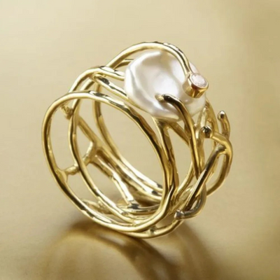 Lunara™ | Vintage-Inspired Women's Gold Pearl Ring