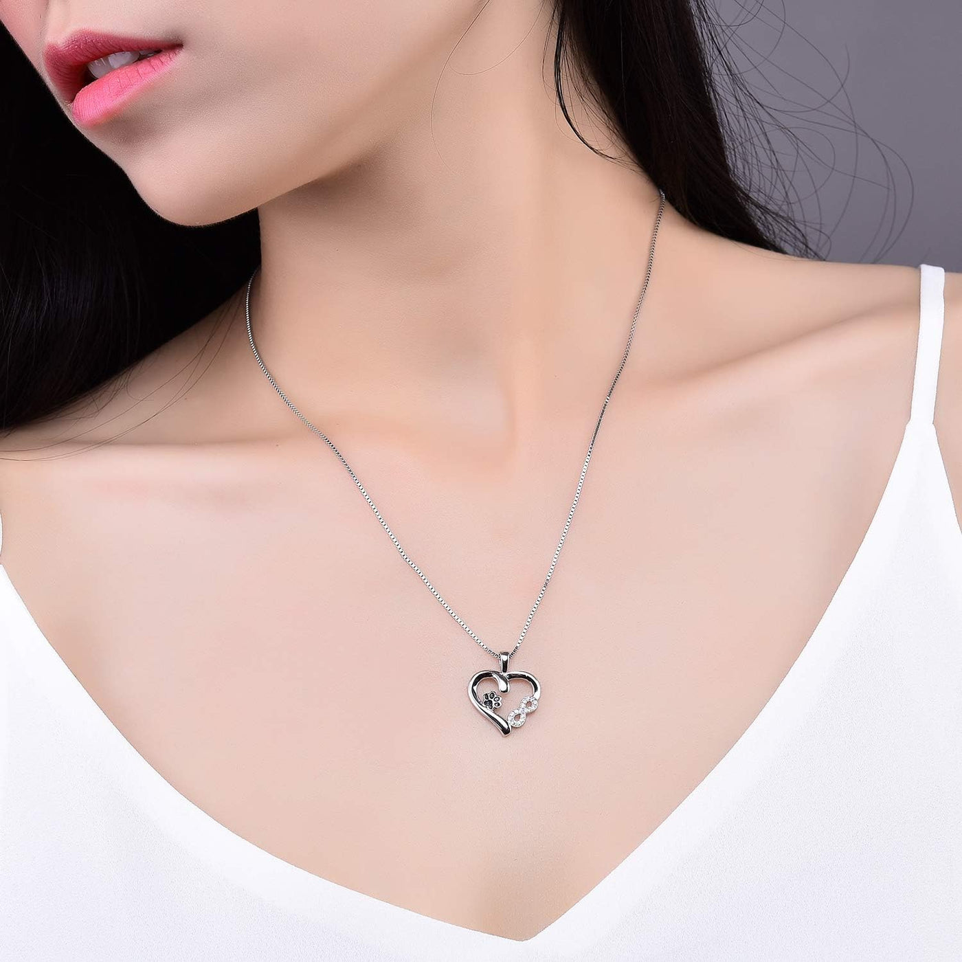 Althea™ | Infinity Necklace with Paw and Heart Design