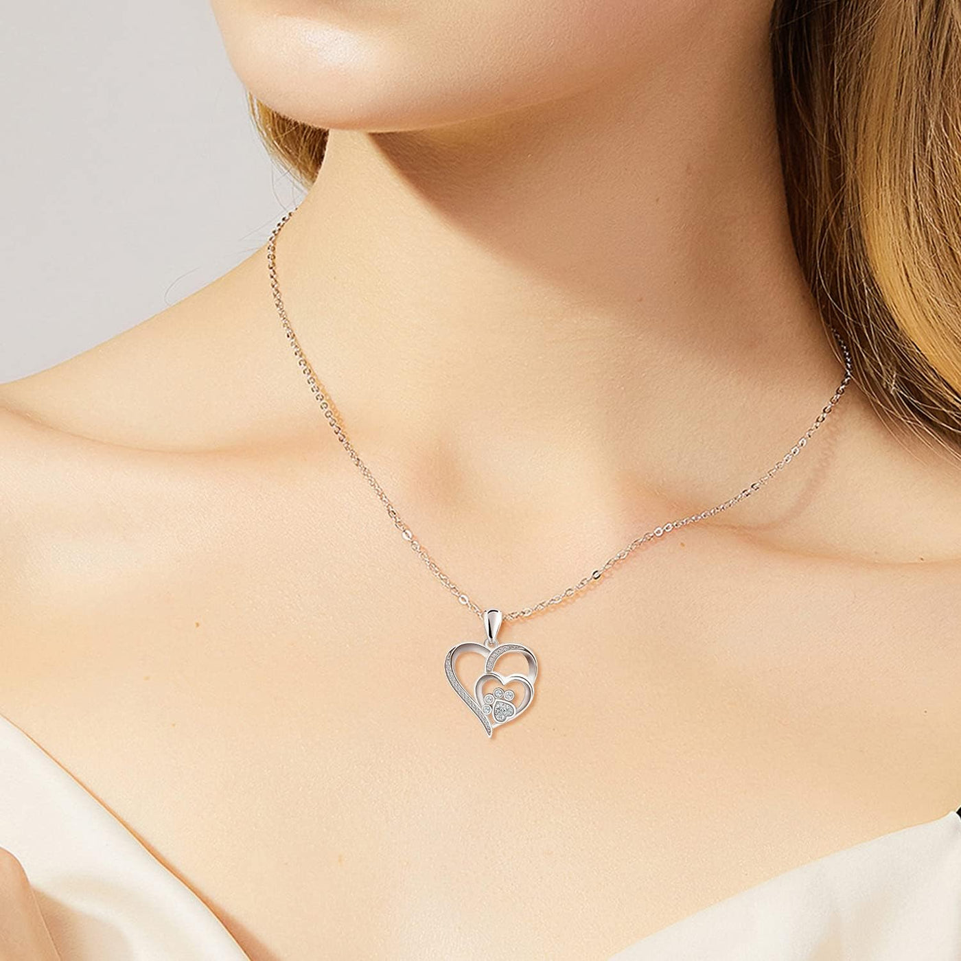 Inolt™ Silver Paw & Heart Necklace