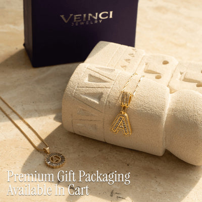 Pair of 14k Gold Initial Necklaces Adorned with Diamonds