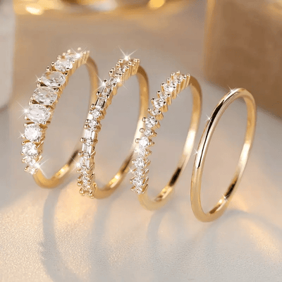 14k Gold Zirconia Stacking Rings