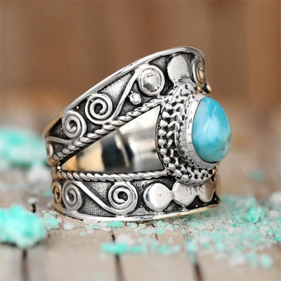 Openwork Turquoise Drop Ring
