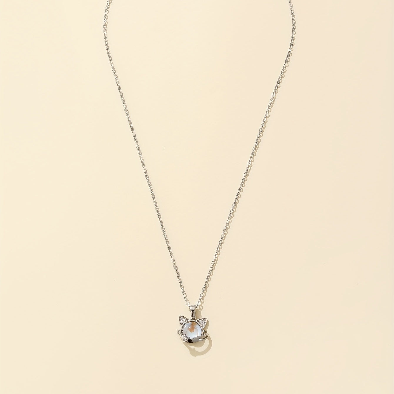 Lunar Gem Cat Pendant Necklace