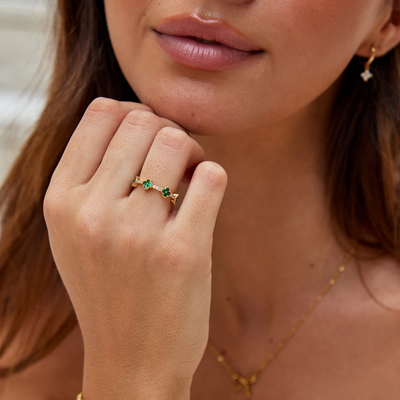 Four-Leaf Clover Crystal Ring of Luck