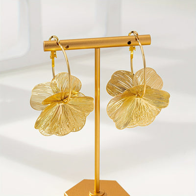 Exaggerated Gold Hollow Earrings