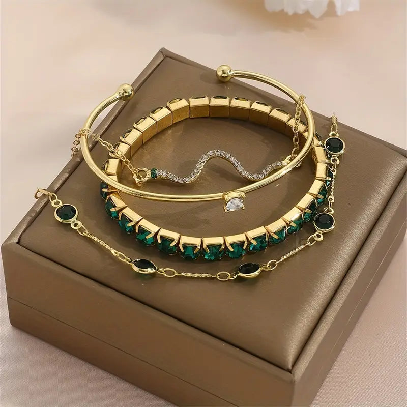Emerald-Inspired Gemstone Bracelet Collection