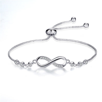 Audrey | Adjustable Silver Infinity Bangle
