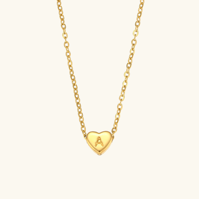 18k Gold Heart Initial Necklace