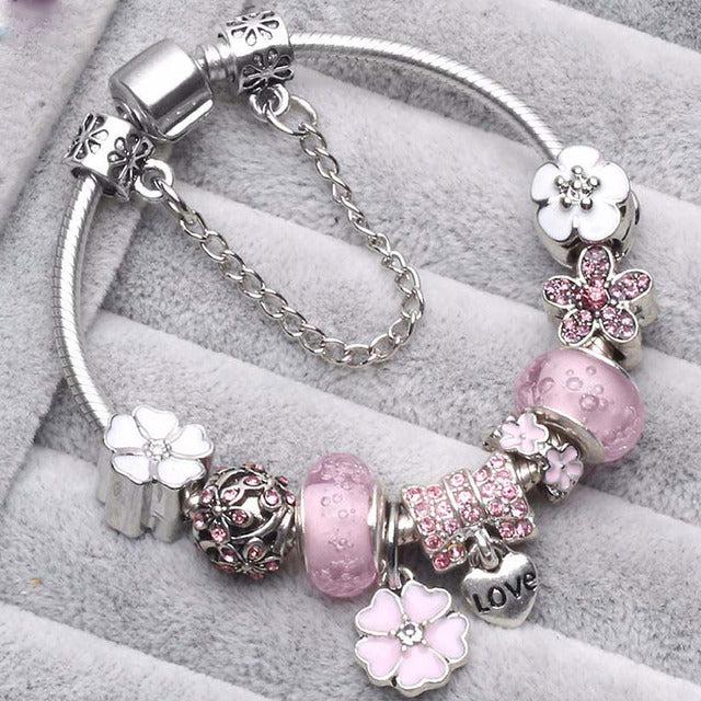 Retro Pink and Silver Bracelets