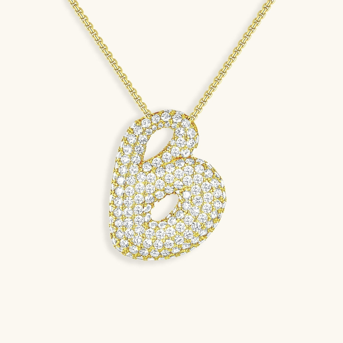 18k Gold Bubble Name Necklace with Diamond Accent