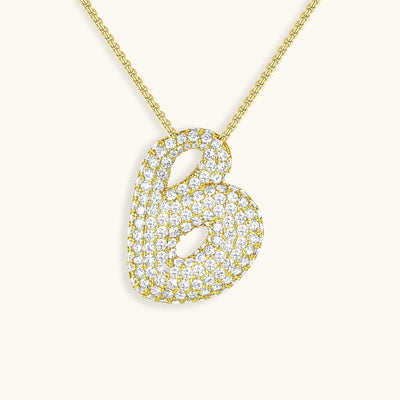18k Gold Bubble Name Necklace with Diamond Accent