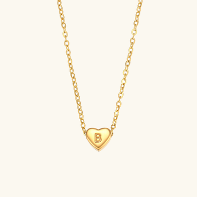 18k Gold Heart Initial Necklace