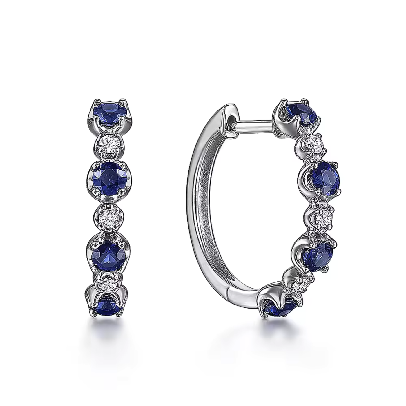 Circle Earrings with Blue Crystal Cubic Zirconia