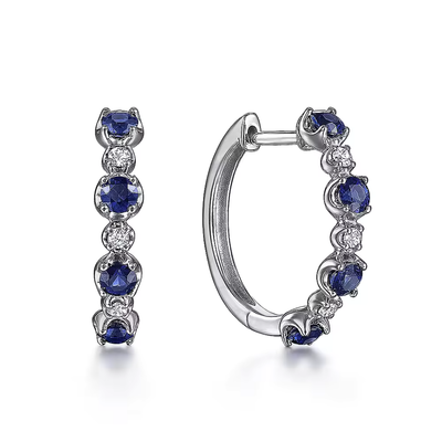 Circle Earrings with Blue Crystal Cubic Zirconia