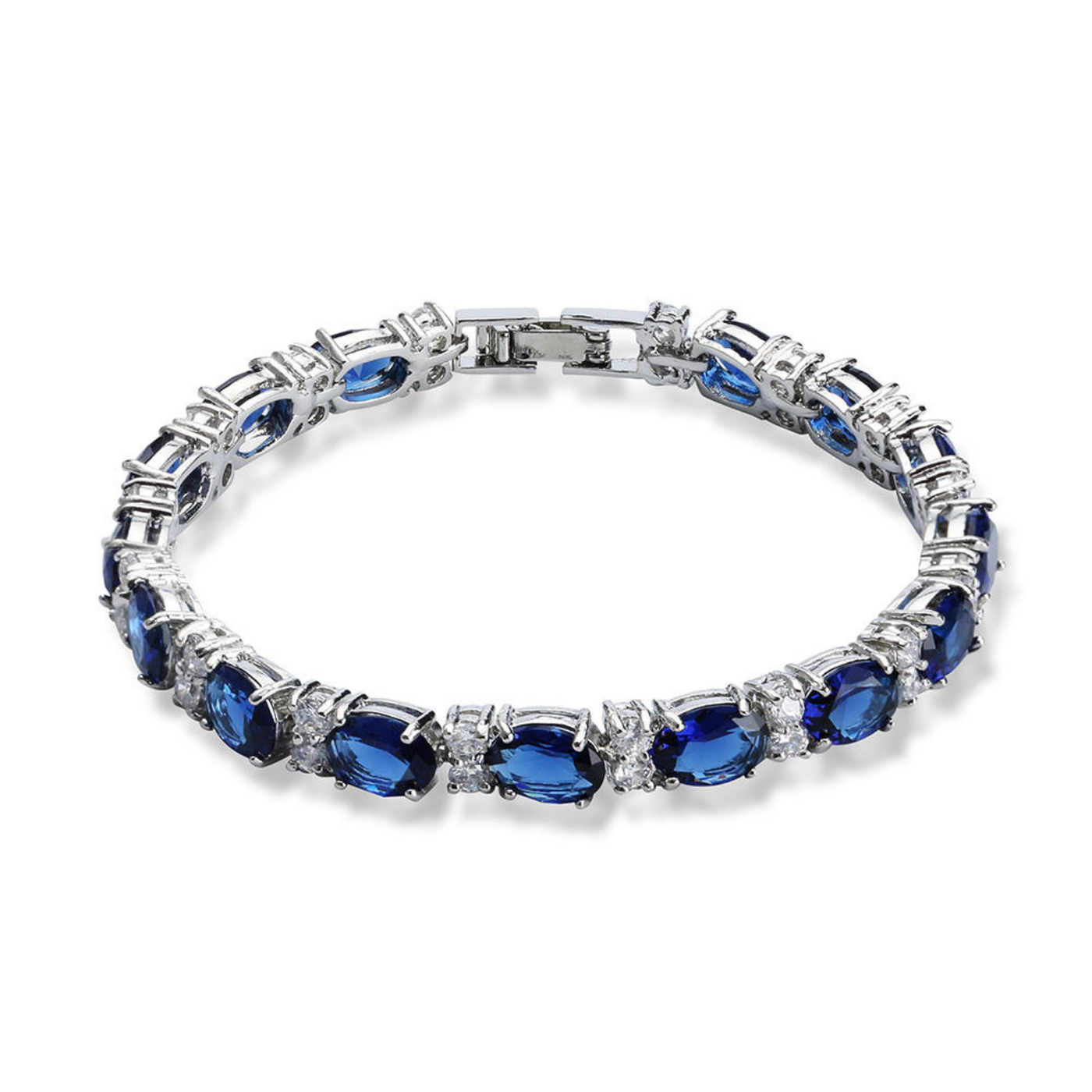 Blue Cubic Zirconia Tennis Bracelet" could be rephrased as "Cubic Zirconia Tennis Bracelet in Blue.