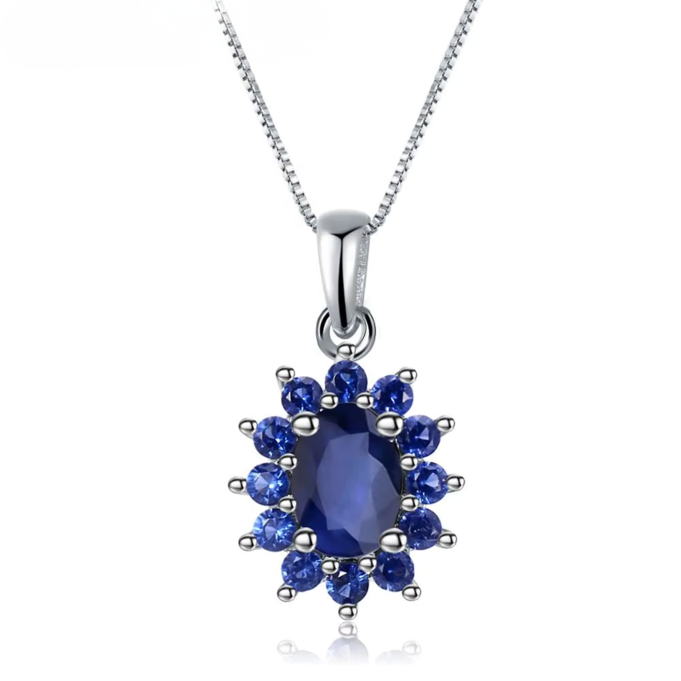 Stylish Blue Sapphire Pendant Necklace