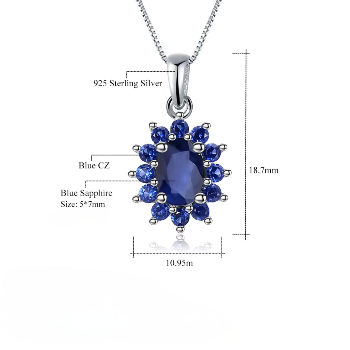 Stylish Blue Sapphire Pendant Necklace