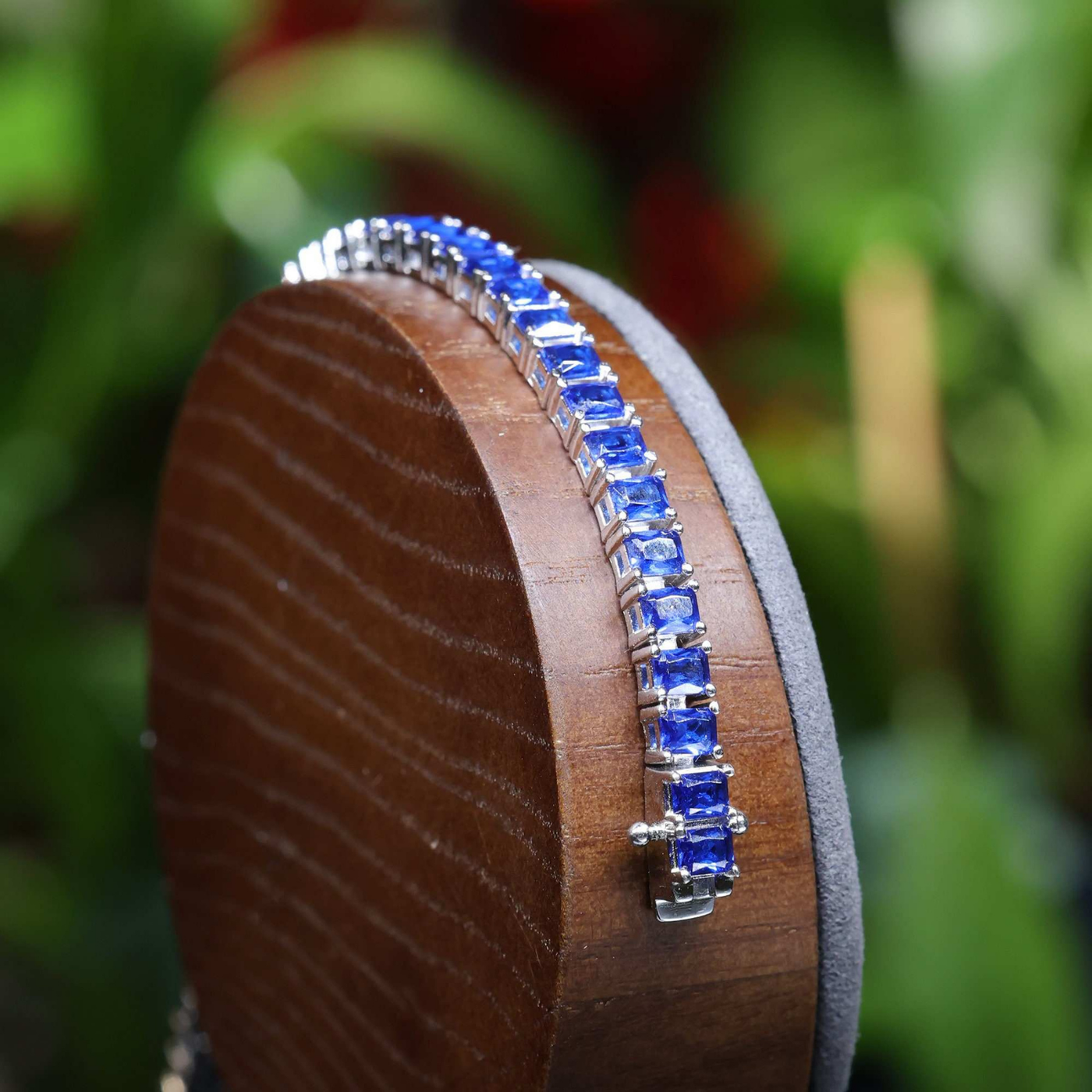 Blue Sapphire Tennis Bangle Bracelet