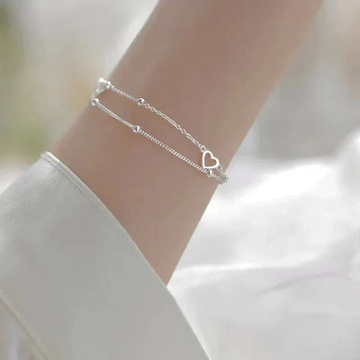 Adjustable Heart Bracelet in Silver