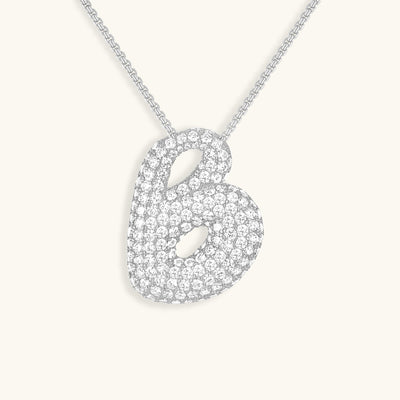 18k Gold Bubble Name Necklace with Diamond Accent