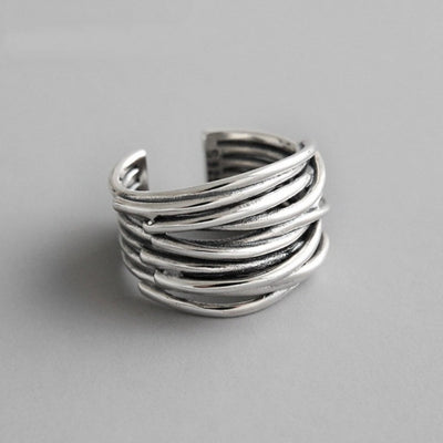 Adjustable Multi-Layer 925 Sterling Silver Ring