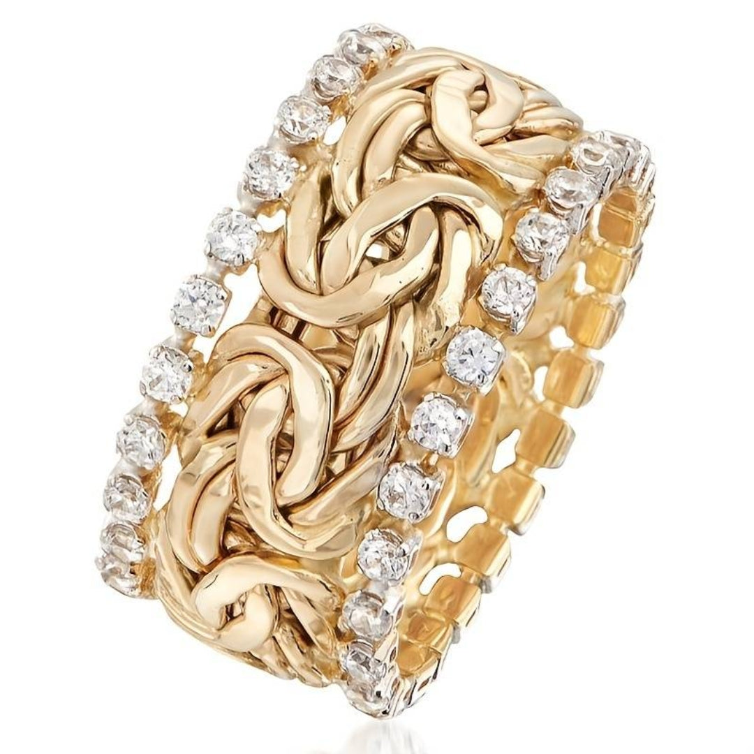 Retro Golden Braided Zirconia Ring
