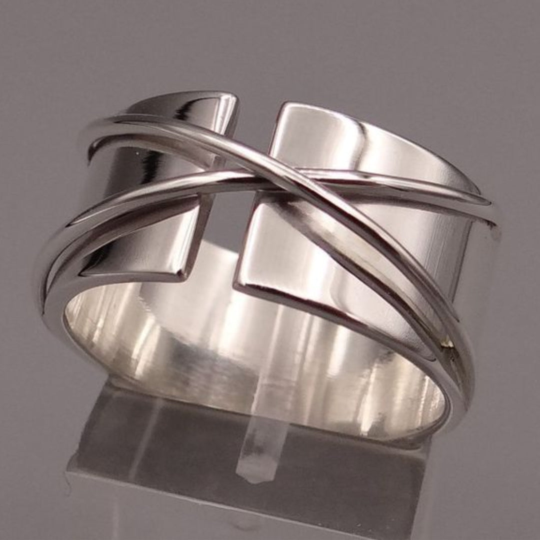Antique Silver-Plated Cross Ring