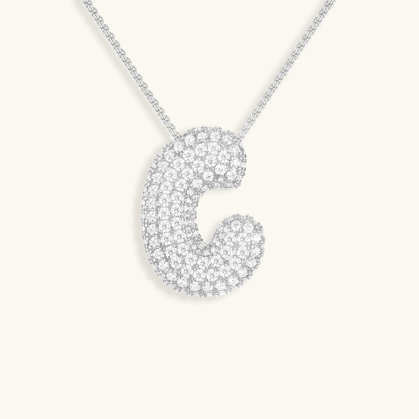 18k Gold Bubble Name Necklace with Diamond Accent