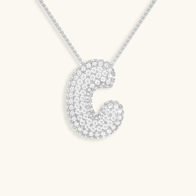 18k Gold Bubble Name Necklace with Diamond Accent