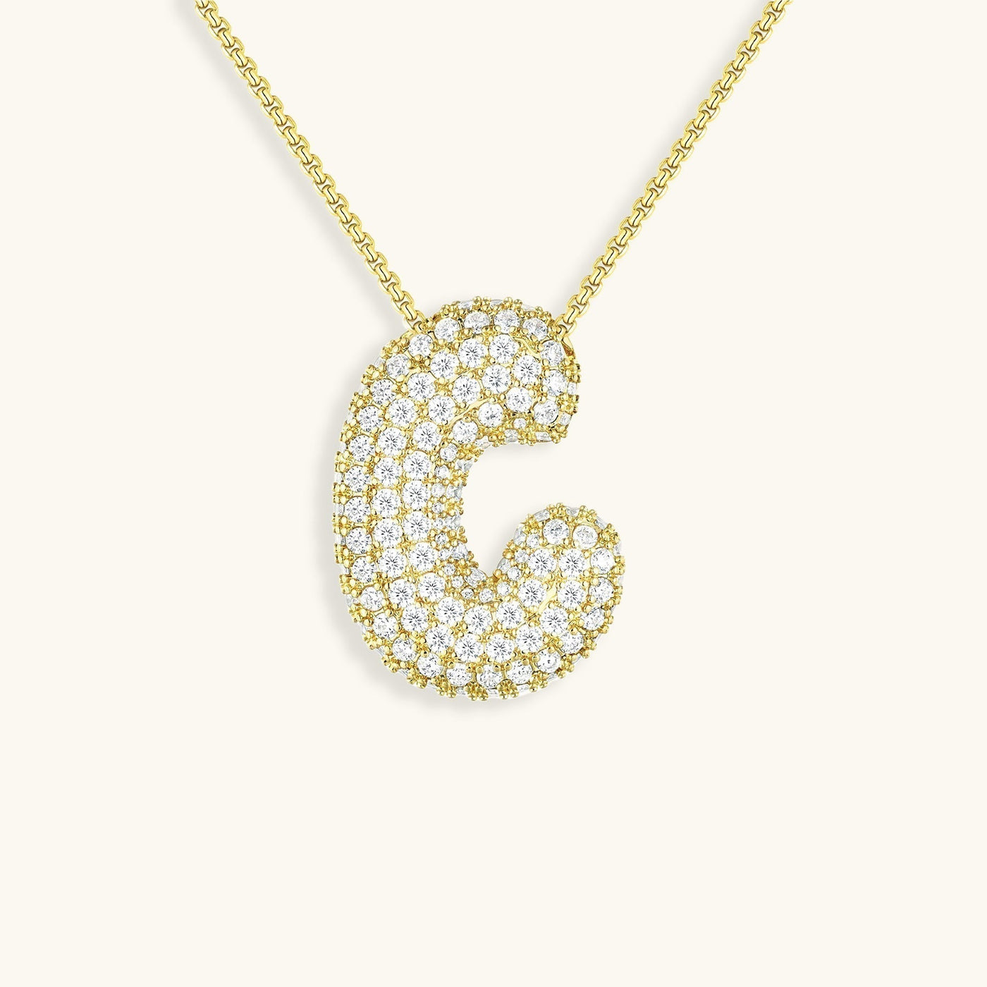18k Gold Bubble Name Necklace with Diamond Accent