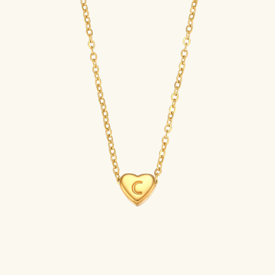 18k Gold Heart Initial Necklace