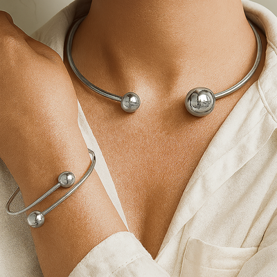 Elegant Minimalist Collar and Cuff Bracelet Duo