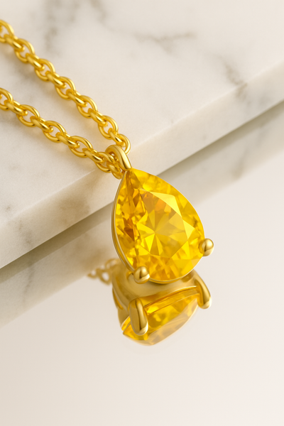 Teardrop-Shaped Birthstone Pendant Necklace